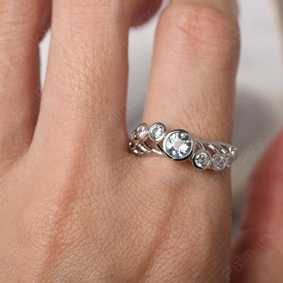 Bezel Setting Multi Stone Aquamarine Mothers Ring - Palmary