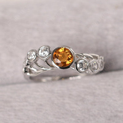 Bezel Setting Multi Stone Citrine Mothers Ring - Palmary