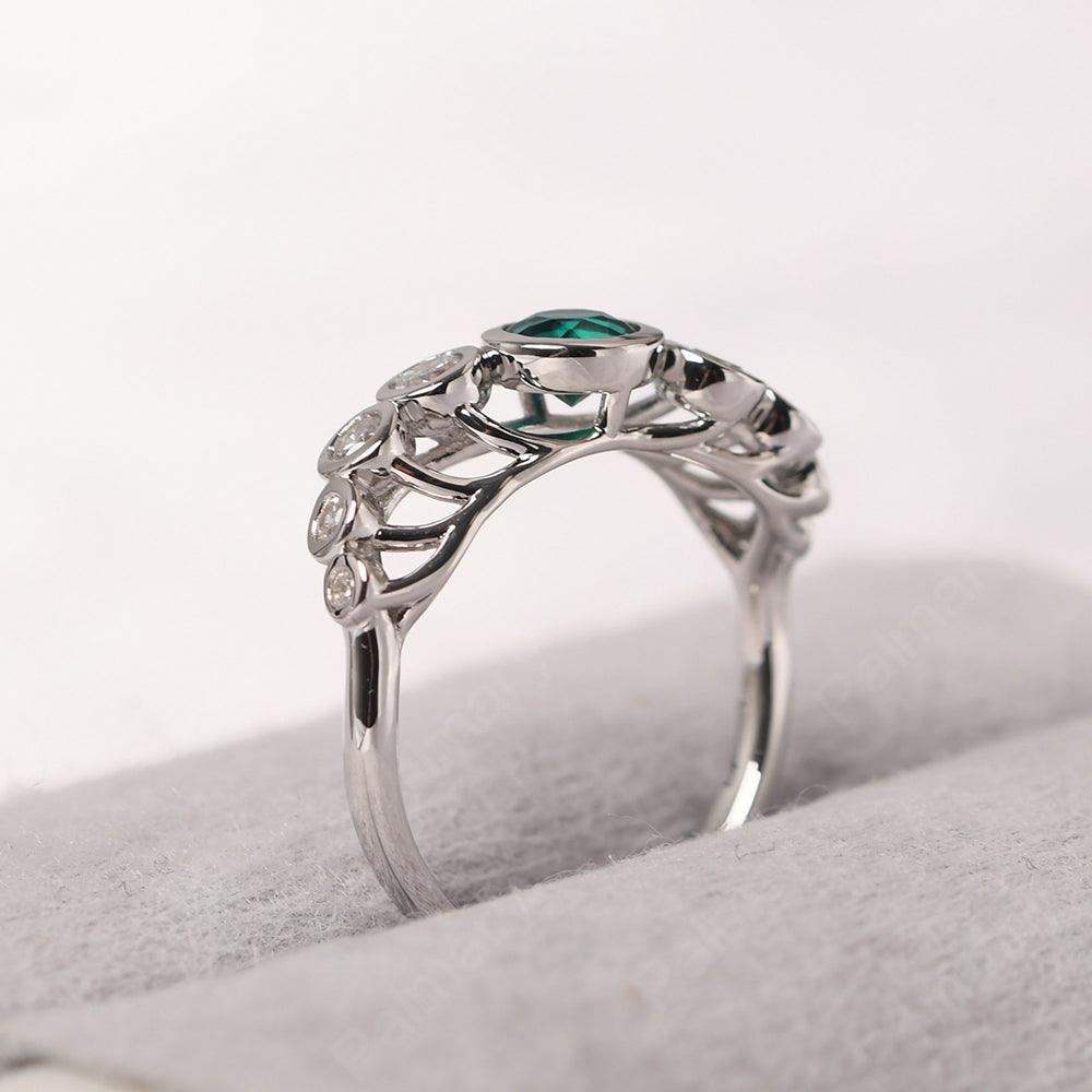 Bezel Setting Multi Stone Emerald Mothers Ring - Palmary
