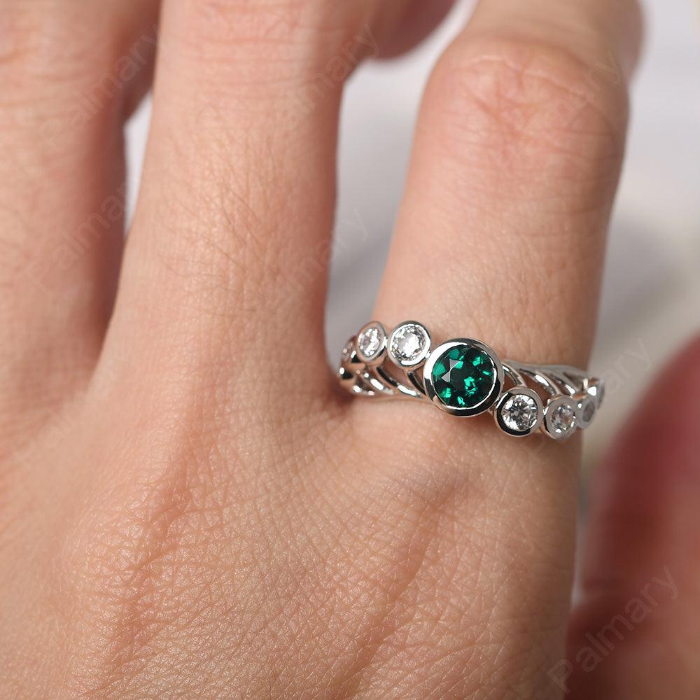 Bezel Setting Multi Stone Emerald Mothers Ring - Palmary