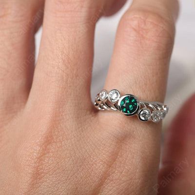 Bezel Setting Multi Stone Emerald Mothers Ring - Palmary