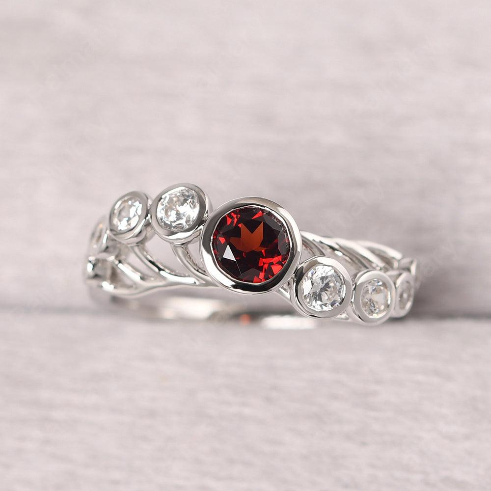 Bezel Setting Multi Stone Garnet Mothers Ring - Palmary