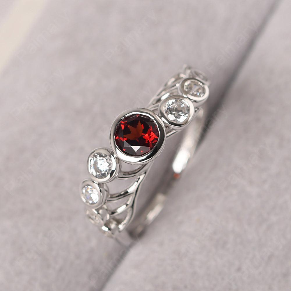 Bezel Setting Multi Stone Garnet Mothers Ring - Palmary