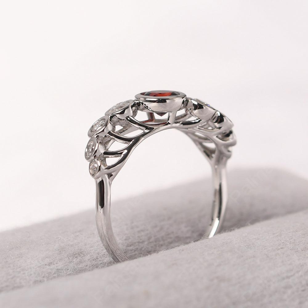 Bezel Setting Multi Stone Garnet Mothers Ring - Palmary