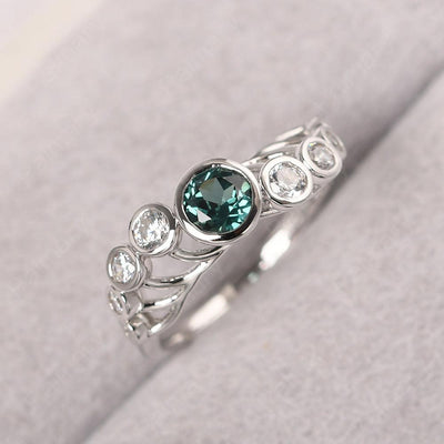Bezel Setting Multi Stone Green Sapphire Mothers Ring - Palmary