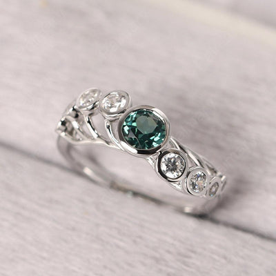 Bezel Setting Multi Stone Green Sapphire Mothers Ring - Palmary