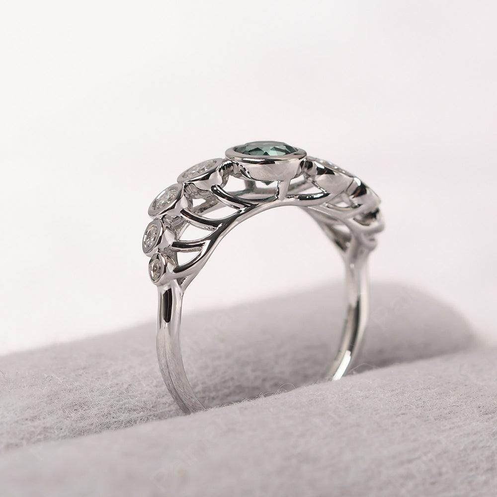 Bezel Setting Multi Stone Green Sapphire Mothers Ring - Palmary