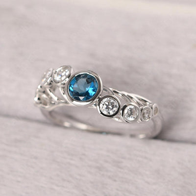 Bezel Setting Multi Stone London Blue Topaz Mothers Ring - Palmary