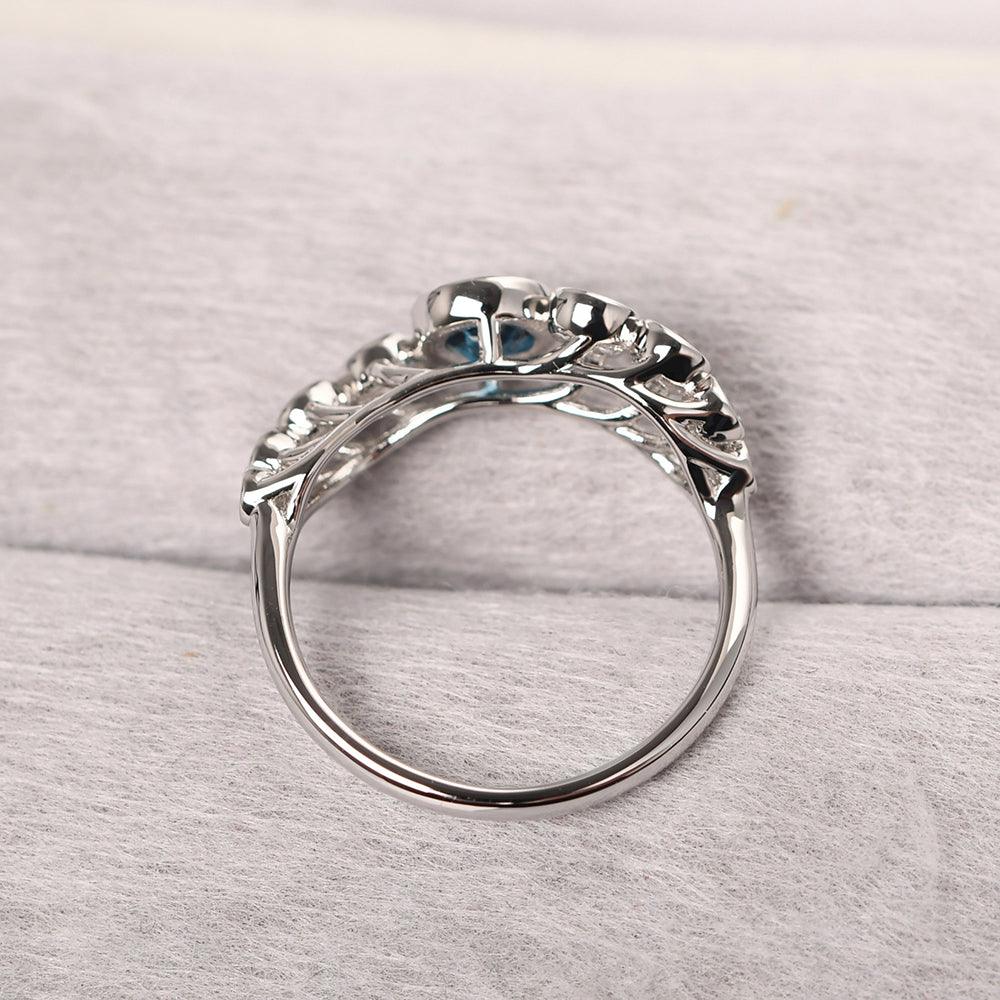 Bezel Setting Multi Stone London Blue Topaz Mothers Ring - Palmary