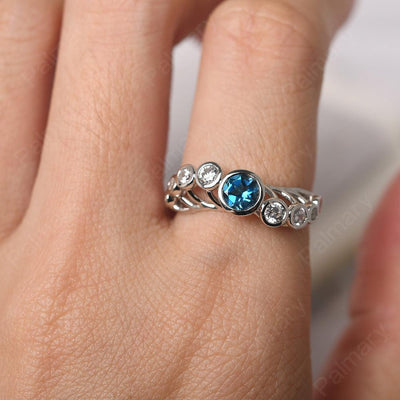 Bezel Setting Multi Stone London Blue Topaz Mothers Ring - Palmary
