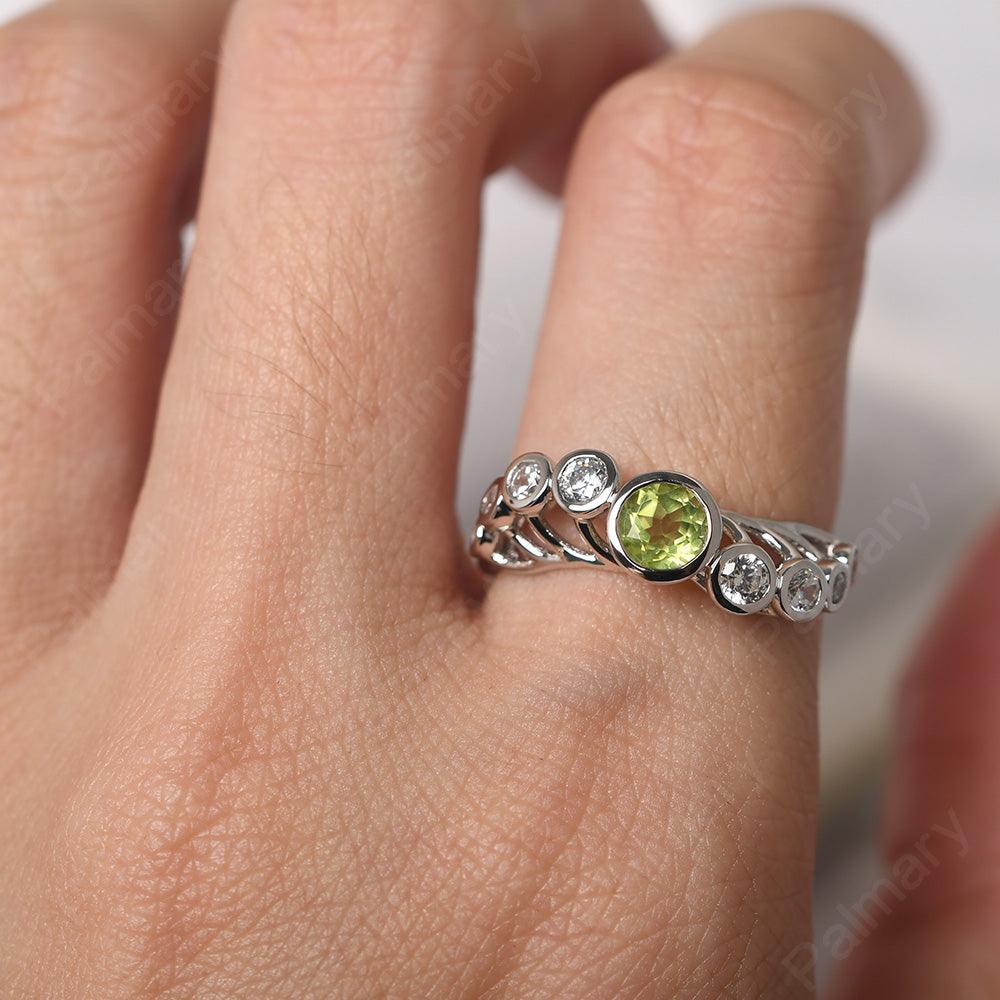 Bezel Setting Multi Stone Peridot Mothers Ring - Palmary