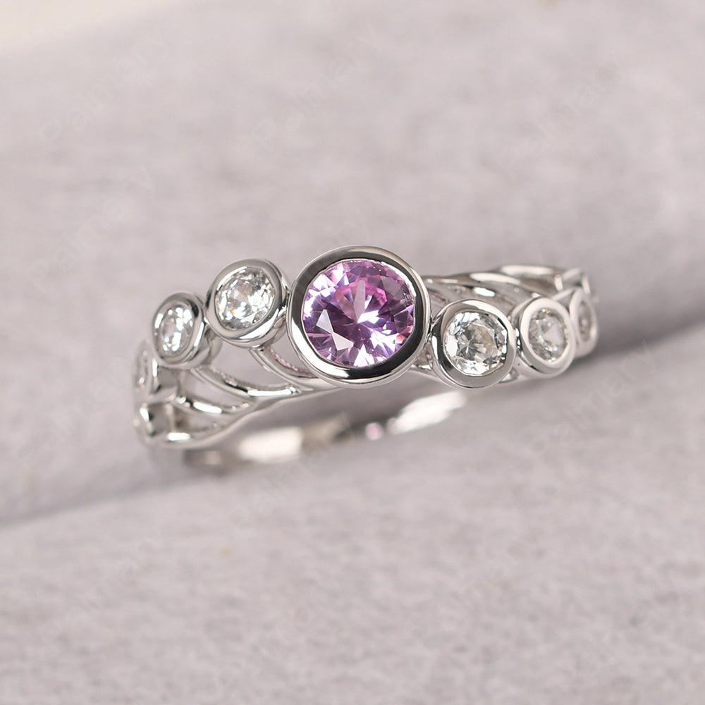 Bezel Setting Multi Stone Pink Sapphire Mothers Ring - Palmary