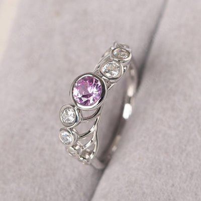 Bezel Setting Multi Stone Pink Sapphire Mothers Ring - Palmary