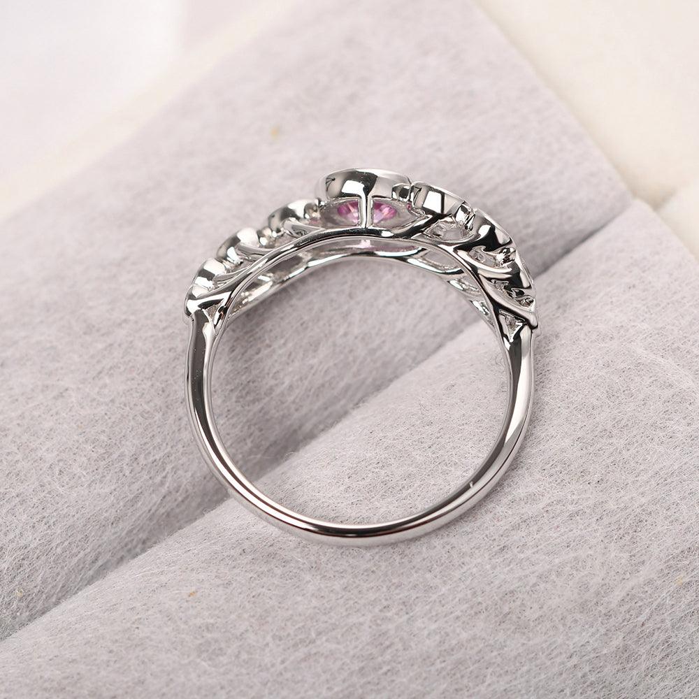 Bezel Setting Multi Stone Pink Sapphire Mothers Ring - Palmary