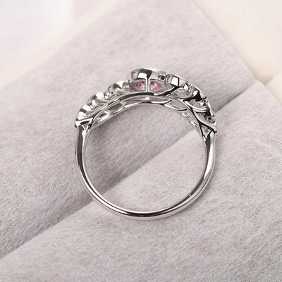 Bezel Setting Multi Stone Pink Sapphire Mothers Ring - Palmary