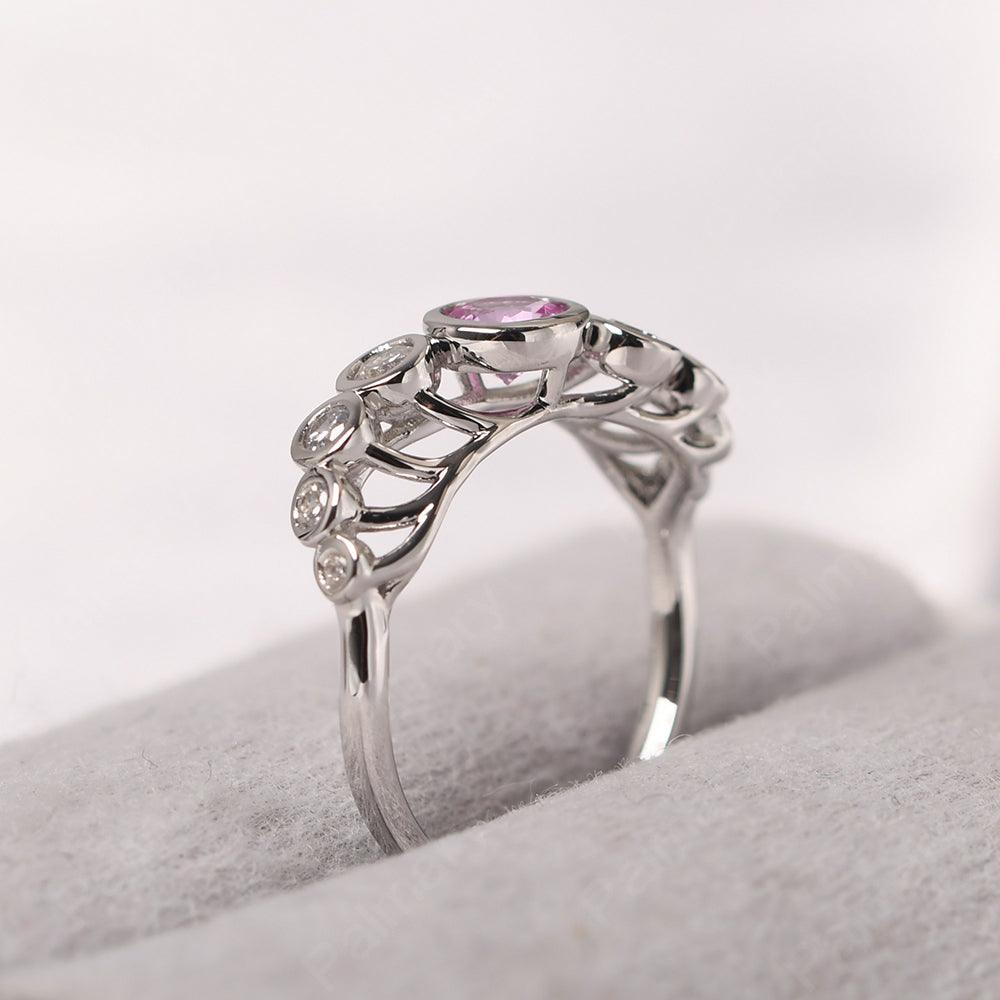 Bezel Setting Multi Stone Pink Sapphire Mothers Ring - Palmary
