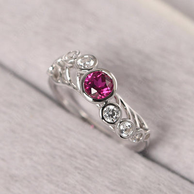 Bezel Setting Multi Stone Ruby Mothers Ring - Palmary