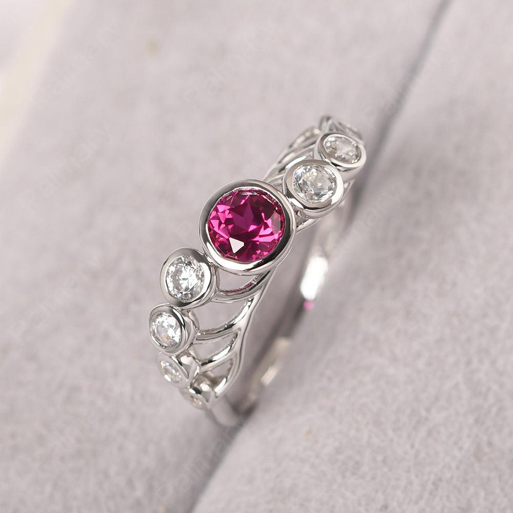 Bezel Setting Multi Stone Ruby Mothers Ring - Palmary