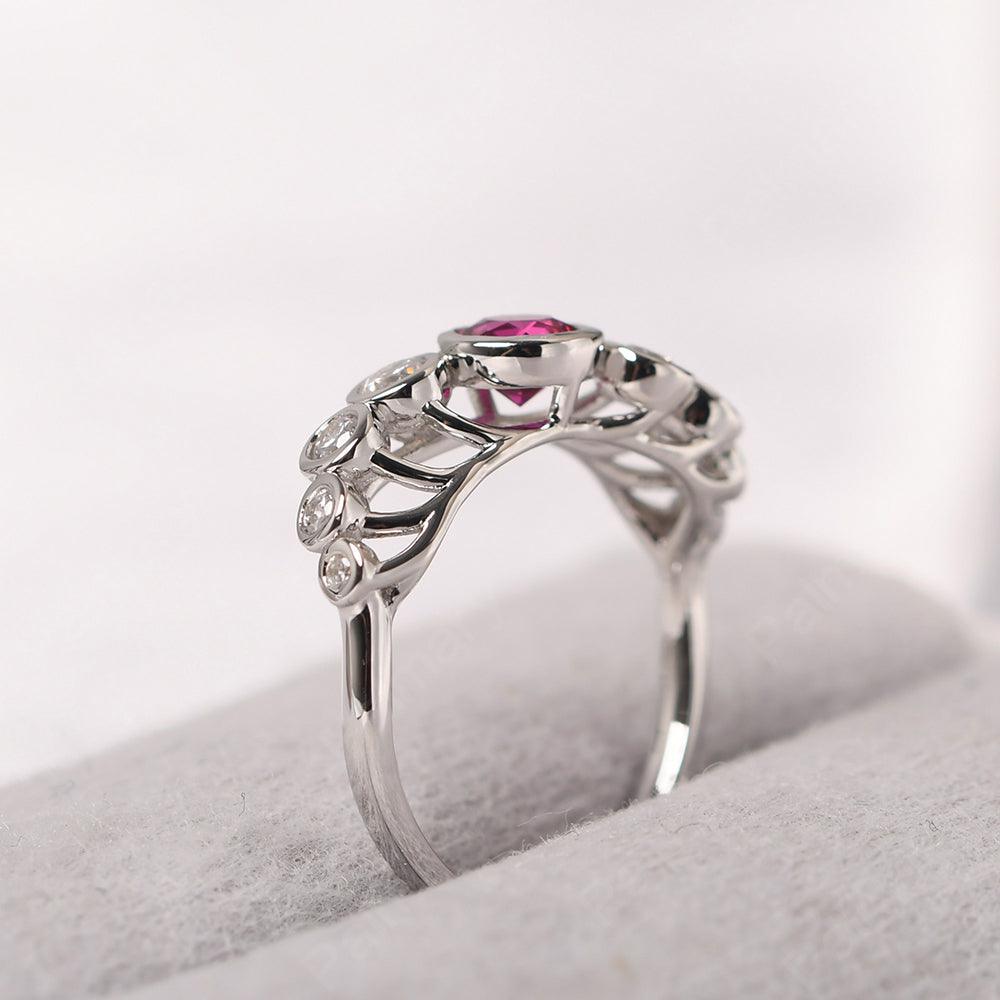 Bezel Setting Multi Stone Ruby Mothers Ring - Palmary