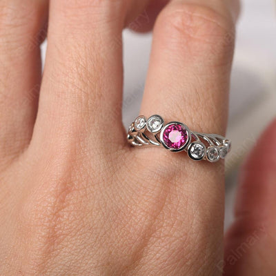 Bezel Setting Multi Stone Ruby Mothers Ring - Palmary