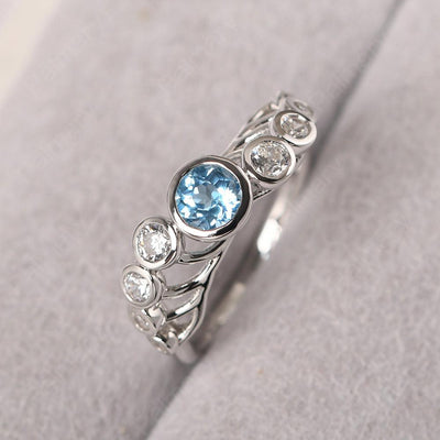 Bezel Setting Multi Stone Swiss Blue Topaz Mothers Ring - Palmary