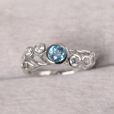 Bezel Setting Multi Stone Swiss Blue Topaz Mothers Ring - Palmary