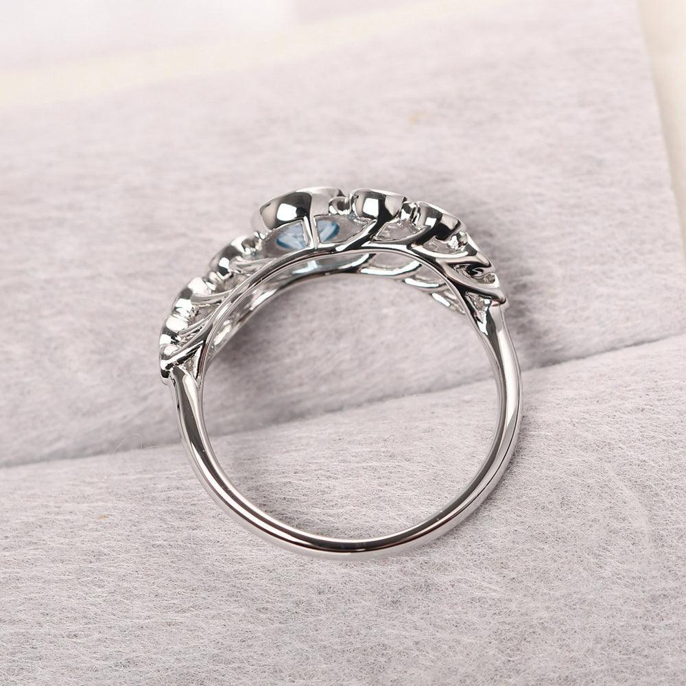 Bezel Setting Multi Stone Swiss Blue Topaz Mothers Ring - Palmary