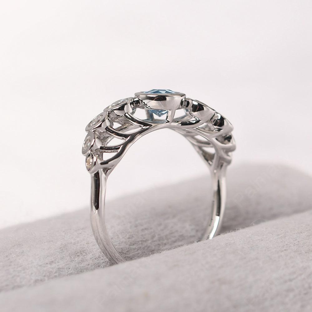Bezel Setting Multi Stone Swiss Blue Topaz Mothers Ring - Palmary