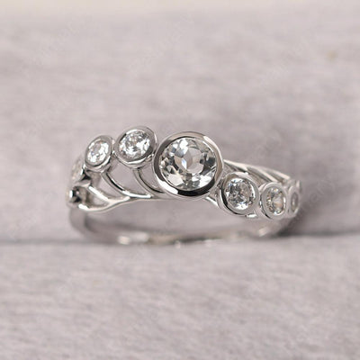Bezel Setting Multi Stone White Topaz Mothers Ring - Palmary