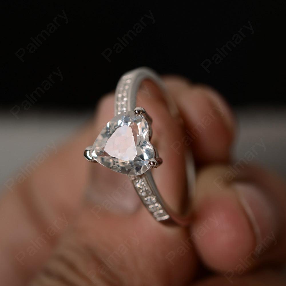 Heart Shaped White Topaz Rings - Palmary