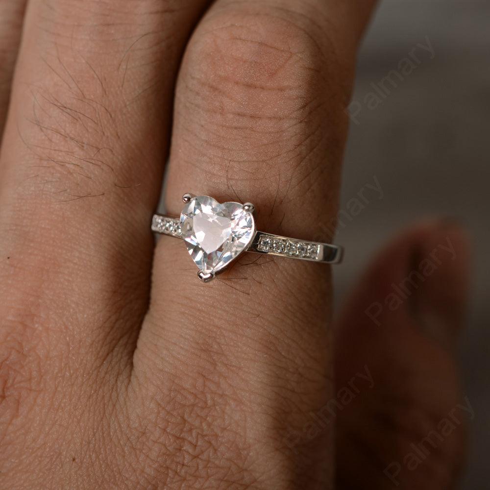 Heart Shaped White Topaz Rings - Palmary