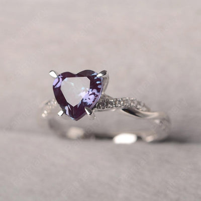 Twist Band Heart Shaped Alexandrite Ring - Palmary