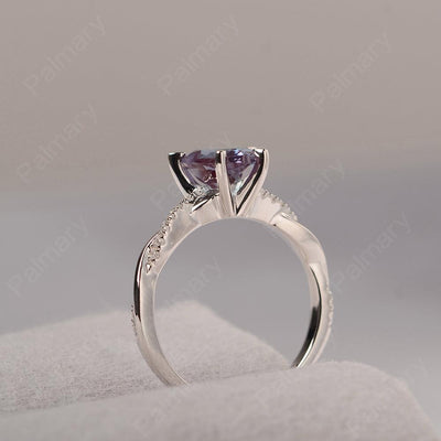 Twist Band Heart Shaped Alexandrite Ring - Palmary