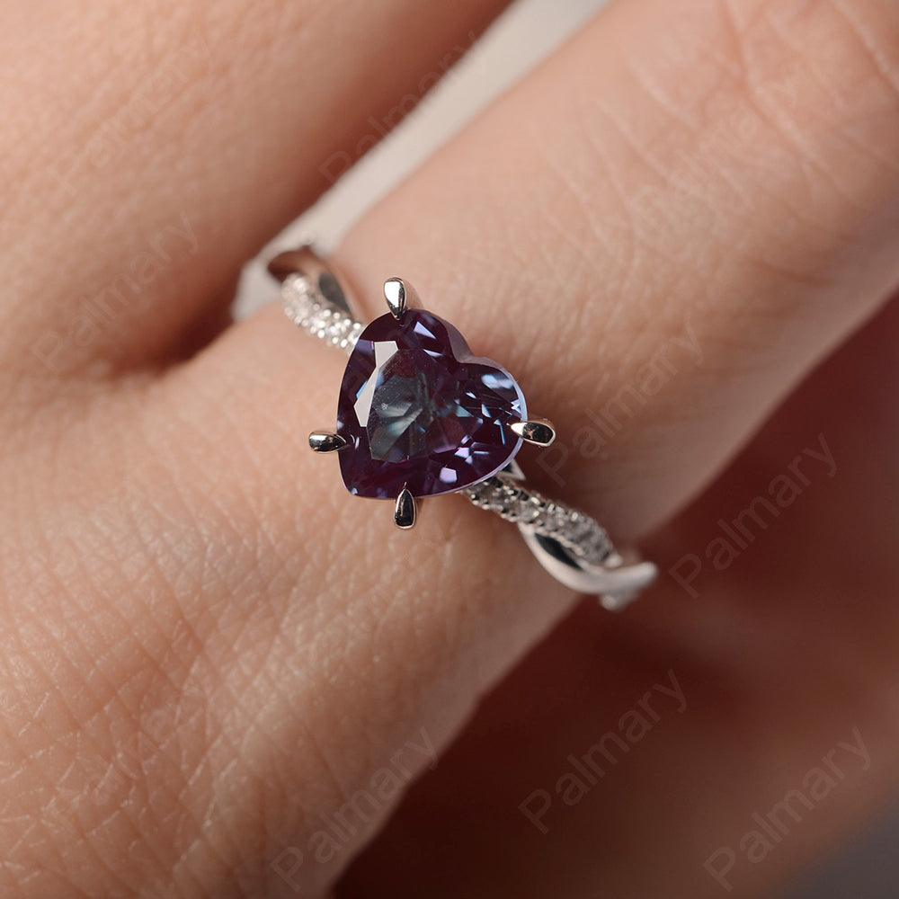 Twist Band Heart Shaped Alexandrite Ring - Palmary