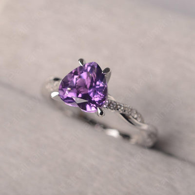 Twist Band Heart Shaped Amethyst Ring - Palmary