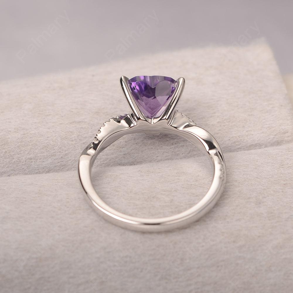 Twist Band Heart Shaped Amethyst Ring - Palmary