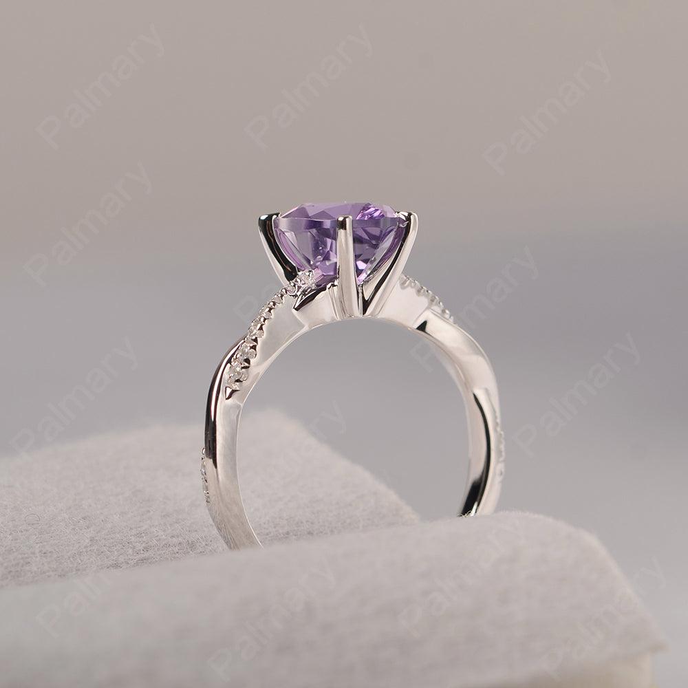 Twist Band Heart Shaped Amethyst Ring - Palmary