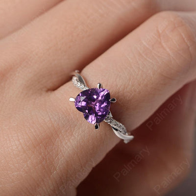 Twist Band Heart Shaped Amethyst Ring - Palmary