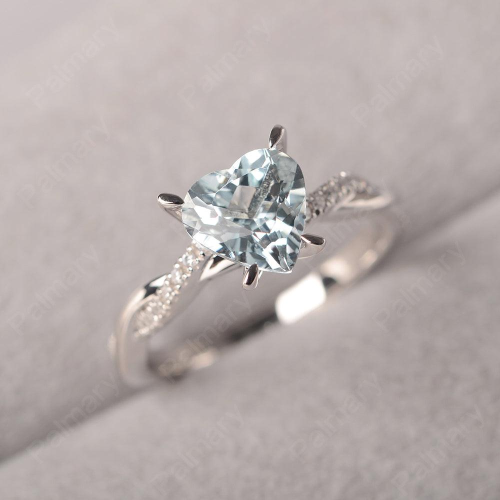 Twist Band Heart Shaped Aquamarine Ring - Palmary