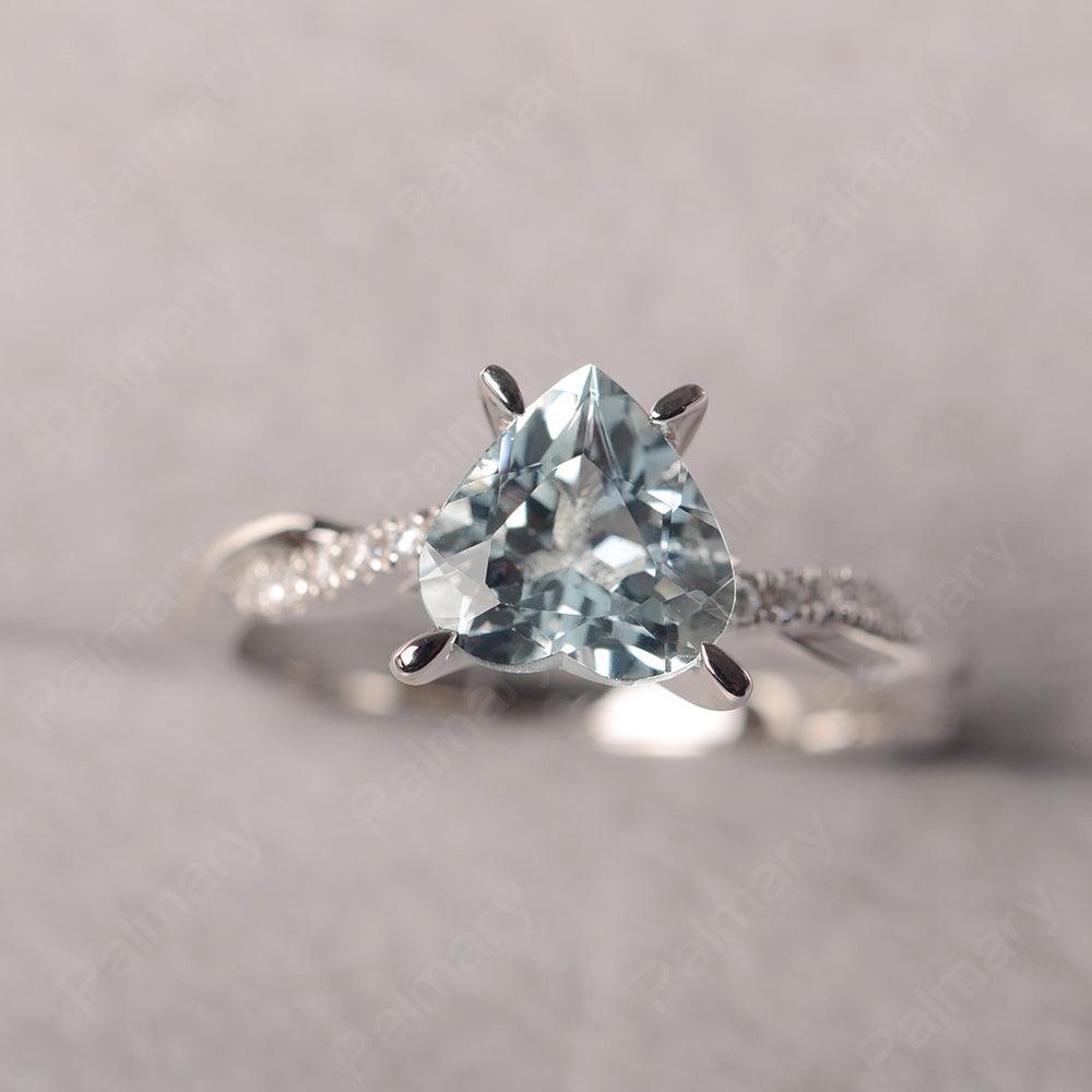 Twist Band Heart Shaped Aquamarine Ring - Palmary