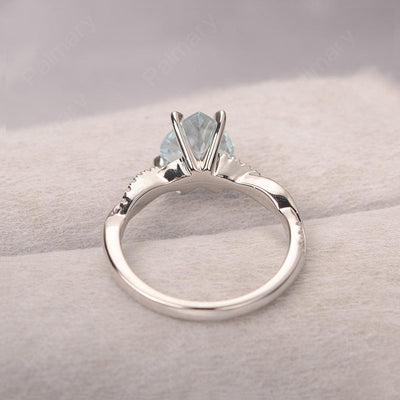Twist Band Heart Shaped Aquamarine Ring - Palmary