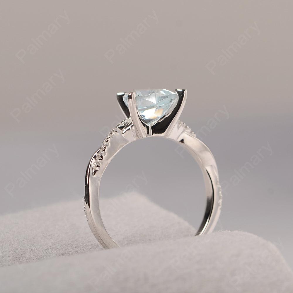 Twist Band Heart Shaped Aquamarine Ring - Palmary