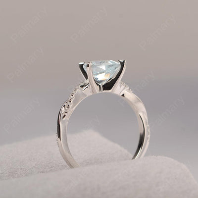 Twist Band Heart Shaped Aquamarine Ring - Palmary