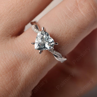 Twist Band Heart Shaped Aquamarine Ring - Palmary