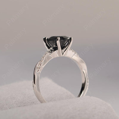 Twist Band Heart Shaped Black Spinel Ring - Palmary