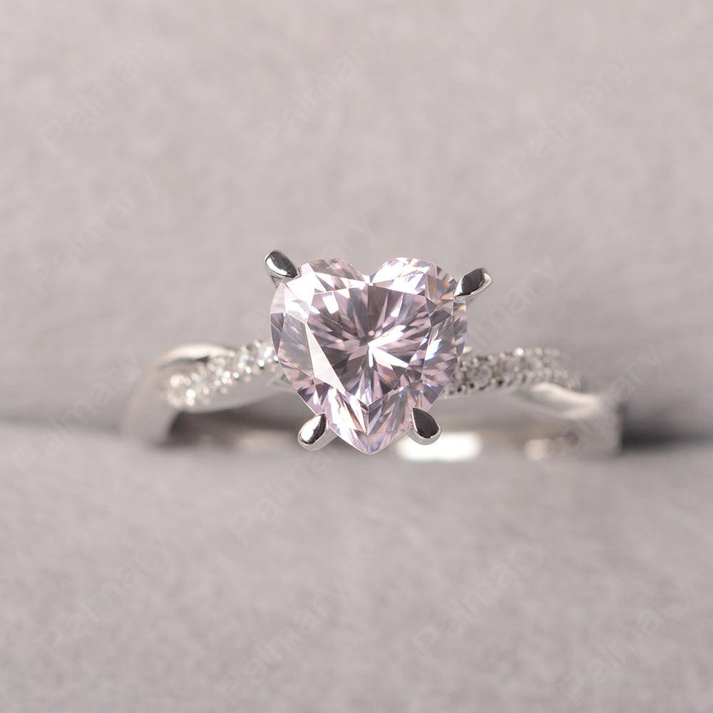 Twist Band Heart Shaped Cubic Zirconia Ring - Palmary