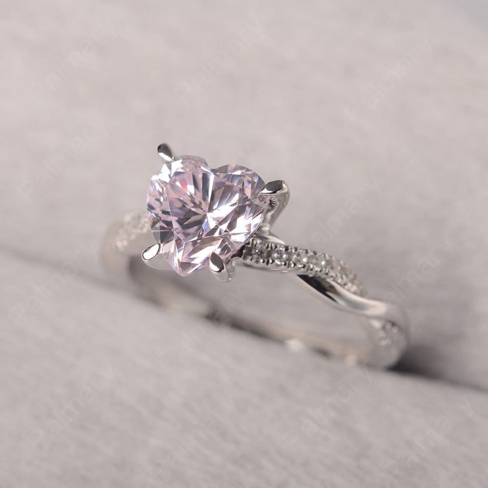 Twist Band Heart Shaped Cubic Zirconia Ring - Palmary