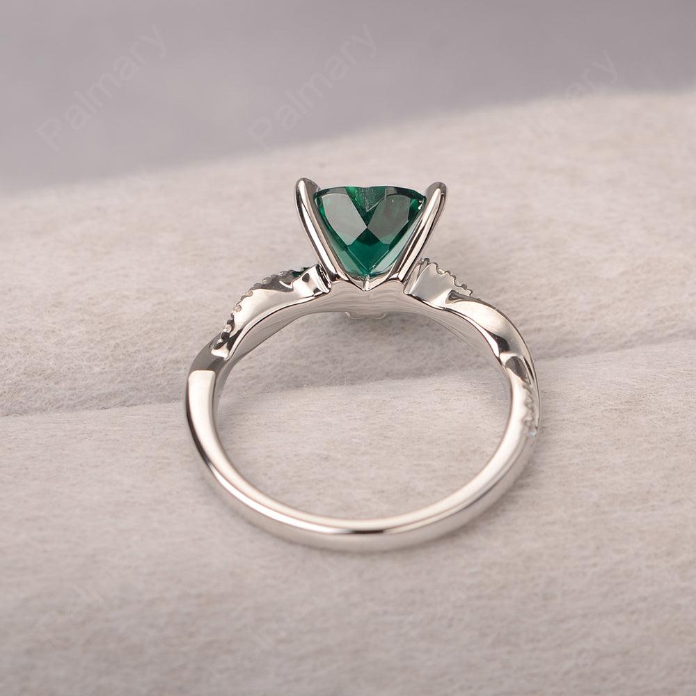 Twist Band Heart Shaped Emerald Ring - Palmary