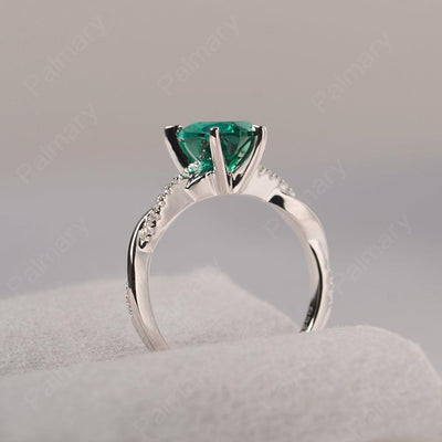 Twist Band Heart Shaped Emerald Ring - Palmary