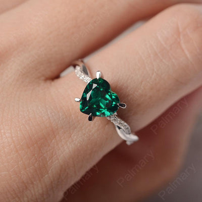 Twist Band Heart Shaped Emerald Ring - Palmary